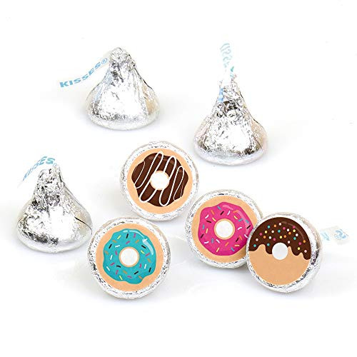Donut Worry- Let's Party - Doughnut Party Round Candy Sticker Favors - Labels Fit Hersheys Kisses -1 Sheet of 108- Donut Worry- Let's Party - Doughnut Party Round Candy Sticker Favors - Labels Fit Hersheys Kisses -1 Sheet of 108-