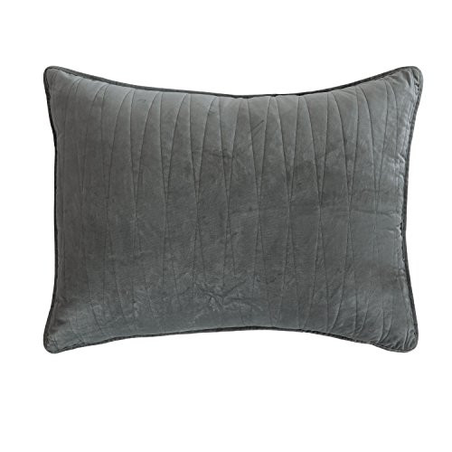 Brielle Premium Heavy Velvet Sham Set with Cotton Backing, Standard, Grey