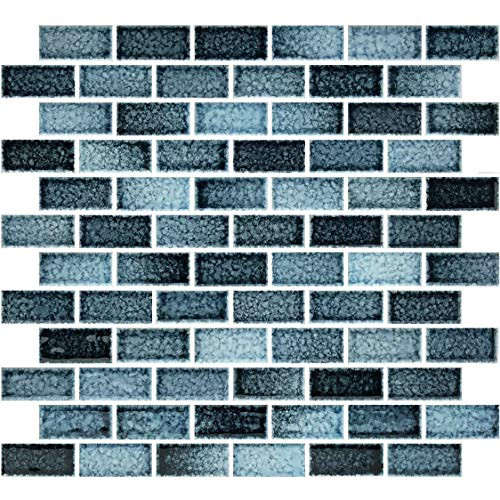 Aqua Light Blue Mosaic Porcelain Tile for Waterline Pool Tile Spa Bathroom Shower Wall 1 x 2 -Sample-