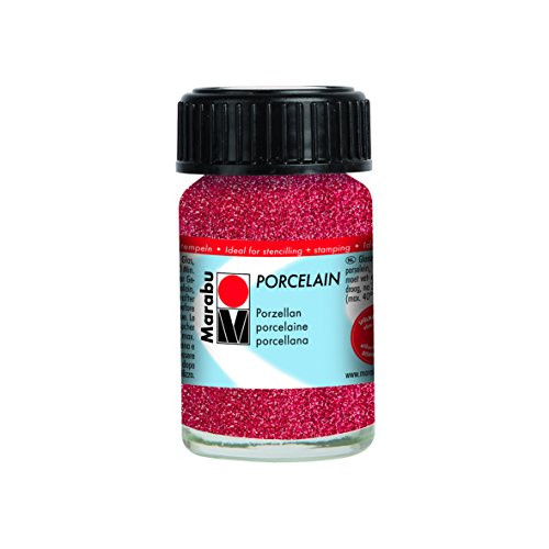 Marabu Jar- Porcelain Paint- Glitter Red- 2.8 x 2.8 x 4.2 cm