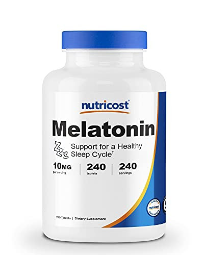 Nutricost Melatonin 10mg- 240 Tablets - 10mg Per Serving- Non-GMO- Gluten Free