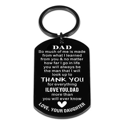 Fathers' Day Keychain Gifts for Dad Daddy Father in Law Birthday Christmas Thanksgiving Day Valentine's Day for Papa from Daughter Stepdaughter Father and Daughter Gifts Present for Men Male Him