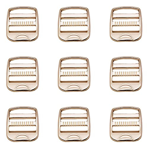 Nifocc 10 Pcs Metal Ladder Lock Buckle Slider Adjustable Webbing Strap Release Buckles Adjustable Zinc Alloy Buckle for Backpack Strap Accessories 1 inch 25mm Light Gold