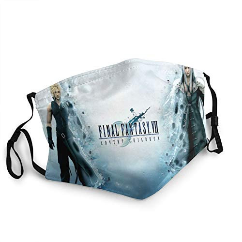 Final Fantasy VII Cloud Strife Sephiroth Anime Adjustable Face Mask With Filter Pocket Reusable Washable and Bandana Breathable Balaclava Face Mask Cover Shield for Mens Womens Cartoons