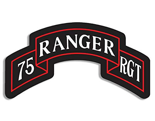 JR Studio 3x5 inch 75th Ranger Bn Insignia Shaped Sticker -Decal Shoulder tab Army 75 Logo Vinyl Decal Sticker Car Waterproof Car Decal Bumper Sticker