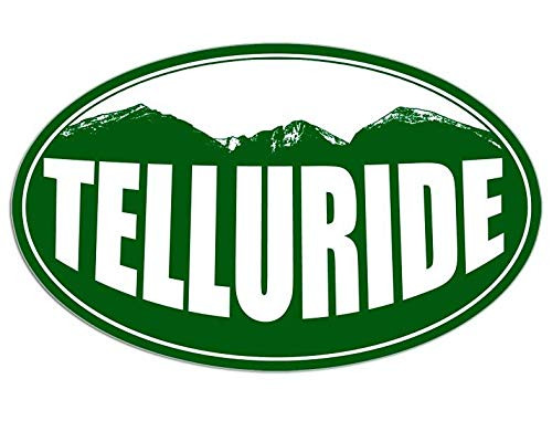 JR Studio 3x5 inch Oval Telluride Green Mountain Sticker - Decal co ski Snow Snowboard Vinyl Decal Sticker Car Waterproof Car Decal Bumper Sticker