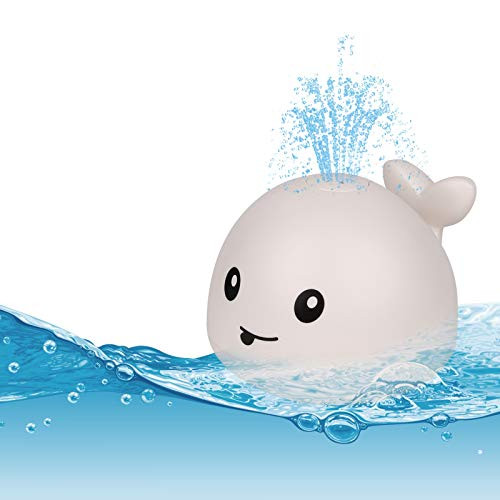 DoDoMagxanadu Baby Bath Toys- Sprinkler Bathtub Toys for Toddlers Infant Kids Boys Girls- Whale Spray Water Bath Toy- Bathtub Shower Pool Bathroom Light Up Bath Toys -White-