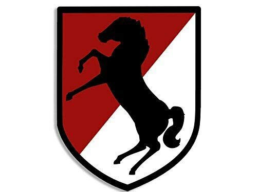 JR Studio 3x4 inch 11th Armored Cavalry Regiment Shield Sticker -Black Horse SSI Army- Vinyl Decal Sticker Car Waterproof Car Decal Bumper Sticker