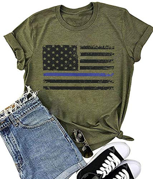 American Flag Shirt Women Stripes and Stars USA Patriotic T Shirts July 4th Short Sleeve Graphic Tee Tops -Blue-Green- XL- American Flag Shirt Women Stripes and Stars USA Patriotic T Shirts July 4th Short Sleeve Graphic Tee Tops -Blue-Green- XL-