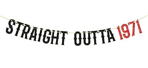 Straight Outta 1971 Banner-Happy 50th Birthday Cheers to 50 Years- Wedding Anniversary Party Sign 50th Birthday Party Decorations?Black and Red-