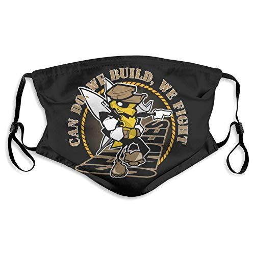 Us Navy Seabees Veteran Pm2.5 Face Bandana Men Women 5-Layer Activated Carbon Filters Breathable Scarf Shield 2 Sizes Medium