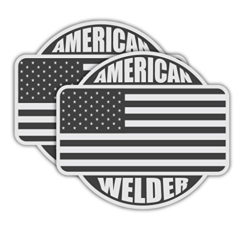 Sticker Frenzy Pair - REFLECTIVE American Welder Hard Hat Decals Union Workers - Motorcycle Shield Helmet Decals - Badge Labels - Toolbox Diesel Mechanic Shop Decals - 2 x 2 Vinyl Decals