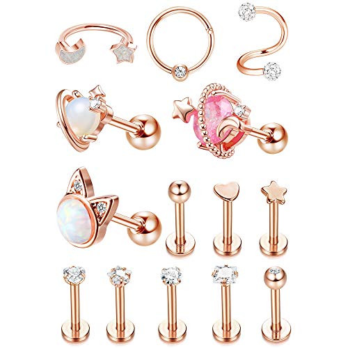 UBGICIG 14Pcs 16G Cartilage Earring Hoop Stud for Women Cartilage Piercing CZ Stud Earrings Forward Helix Rook Daith Conch Tragus Ear Piercing Jewelry UBGICIG 14Pcs 16G Cartilage Earring Hoop Stud for Women Cartilage Piercing CZ Stud Earrings Forward Helix Rook Daith Conch Tragus Ear Piercing Jewelry