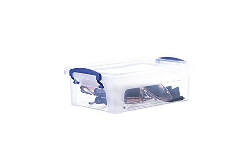 Superio Clear Storage Bin with Lid Stackable Plastic Storage Latch Box with Snap Lock Closure -2 Quart-