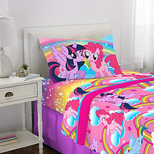 Hasbro My My Little Pony Kids Bedding Soft Microfiber Sheet Set, 3 Piece Twin Size, Multi-Color