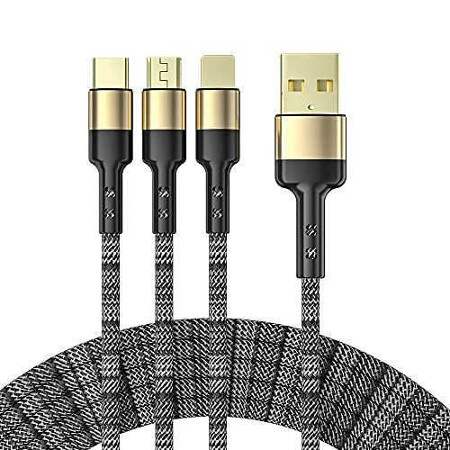 5A 3 in 1 Multi Charging Cable- 6.56FT Nylon Braided Universal Multiple USB Cable Fast Charging Cord with Type C- Micro USB Connectors for Cell Phones Tablets and More 5A 3 in 1 Multi Charging Cable- 6.56FT Nylon Braided Universal Multiple USB Cable Fast Charging Cord with Type C- Micro USB Connectors for Cell Phones Tablets and More
