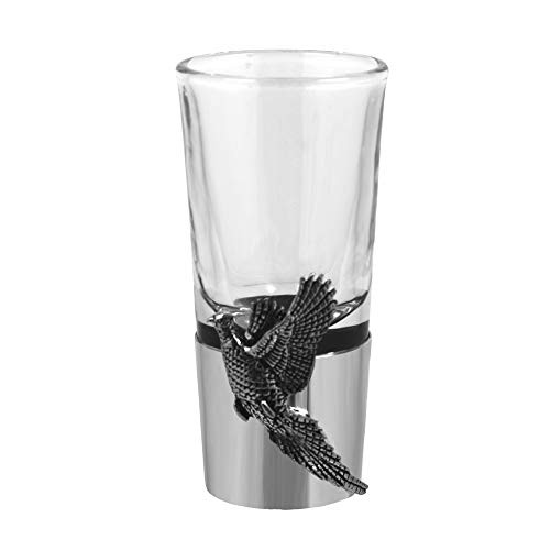 English Pewter Company Shot Glass with Pewter Base and Pheasant Adornment [SG409]