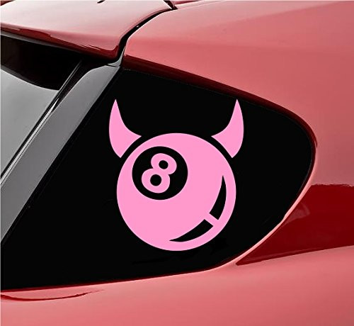 Slap-Art Eight Ball Devil Pool Vinyl Decal Sticker -Soft Pink-