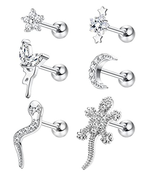 Drperfect Cartilage Stud Earrings for Women 16G Stainless Steel CZ Stud Earrings Conch Helix Tragus Piercings Jewelry Drperfect Cartilage Stud Earrings for Women 16G Stainless Steel CZ Stud Earrings Conch Helix Tragus Piercings Jewelry