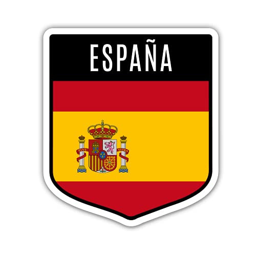 Squiddy Spain Espana Spanish Flag Shield - Vinyl Sticker Decal for Phone- Laptop- Water Bottle -3" high-