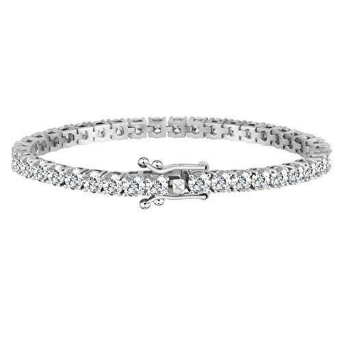 A and A 18K White Gold Plated Cubic Zirconia Classic Tennis Bracelets for Women and Girls A and A 18K White Gold Plated Cubic Zirconia Classic Tennis Bracelets for Women and Girls