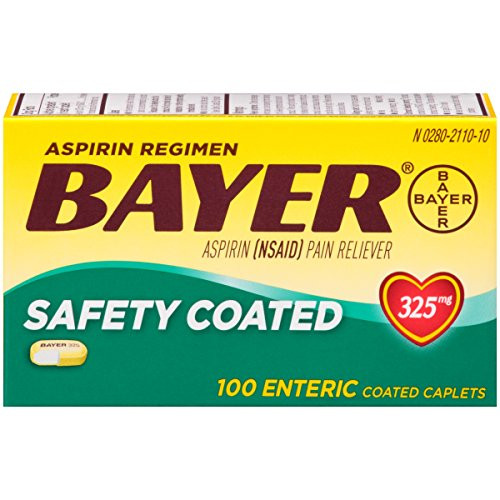 Aspirin Regimen Bayer- 325mg Enteric Coated Tablets- Pain Reliever- 100 Count