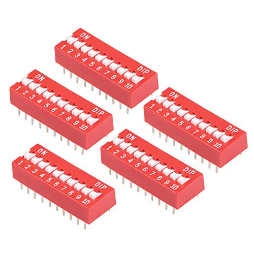 uxcell 5 Pcs Red DIP Switch 1-10 Positions 2.54mm Pitch for Circuit Breadboards PCB
