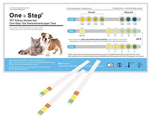 One Step Pet Urine Test Strips - Vet Kidney Disease Tests - Cats - Dogs -5 Tests-