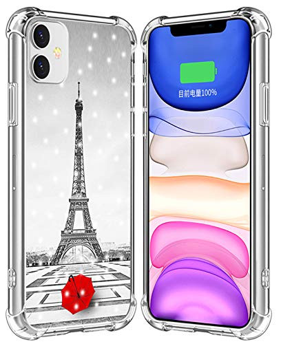 Case for iPhone 12 Eiffel Tower/IWONE Rubber Durable Protective Skin Cover Patterned Compatible for iPhone 12/12 Pro 5G 6.1 Inches Get Lost in Paris Creative Romantic Eiffel Tower Design