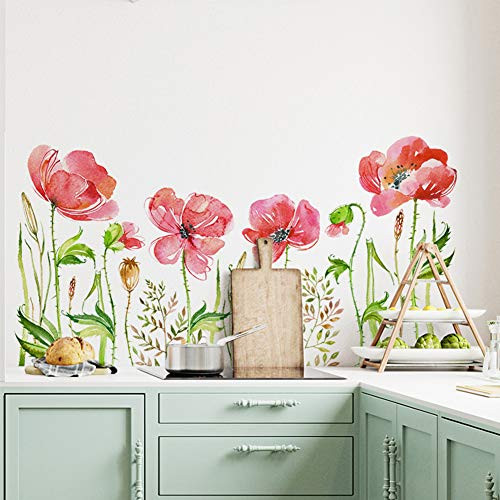 Wall Sticker-2Pcs Flower Leaves Baseboard Skirting Line Wall Sticker Kitchen Home Decal Decor Self-Adhesive- Easy to Apply- Flower Pattern- Home Decor