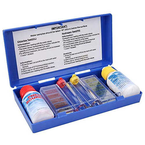 Pool Test Kit- Portable 2-in-1 Water Quality Test Kit- for Swimming Pool PH Chlorine Testing- with PH Reagent- OTO Reagent- Liquid Wastes- Test Bottle Set