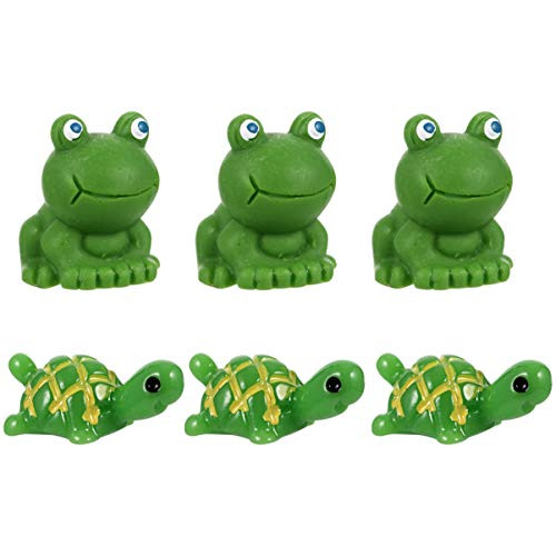 YARDWE 6pcs Resin Animal Figurine Mini Frog Turtle Statue Sculpture Miniature Table Ornaments Cake Topper for Dollhouse Fairy Garden Landscape Dashboard Decoration YARDWE 6pcs Resin Animal Figurine Mini Frog Turtle Statue Sculpture Miniature Table Ornaments Cake Topper for Dollhouse Fairy Garden Landscape Dashboard Decoration