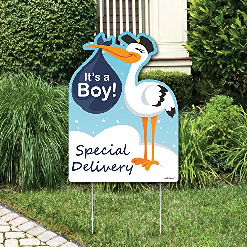 Big Dot of Happiness Boy Special Delivery - Baby Shower Decorations - Blue Its A Boy Stork Baby Announcement & Welcome Yard Sign