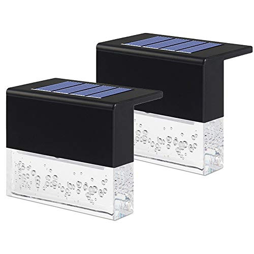 Solar Deck Lights- Solar Step Lights Outdoor Led Fence Lighting- Waterproof Solar Wall Mount Fence Lamp for Stairs Walkway Patio Garden Pool Driveway Pathway Walkway -2pcs- -2pcs-