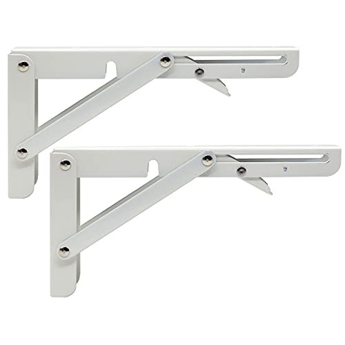 Folding Shelf Brackets 8"- Max Load 150lb-Steel Folding Wall Tables-Collapsible Shelf Bracket for Bench Table- Shelf Hinge Wall Mounted Space Saving DIY Bracket