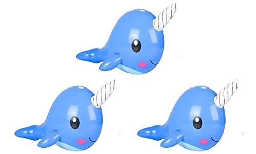 Set of 3 - NARWHAL INFLATES - Toy Inflatable - 24 inch - Narwhal Pool Toys and Party Decorations
