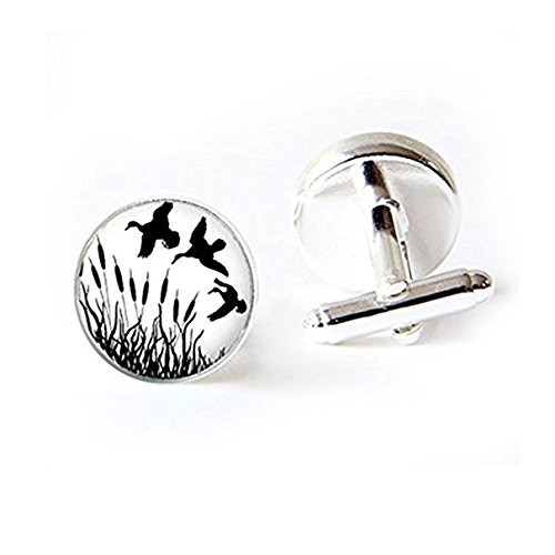 Kiss Hunting Ducks Cufflinks-Hunter Cufflinks-Handmade Cufflinks-Round Glass Cufflinks