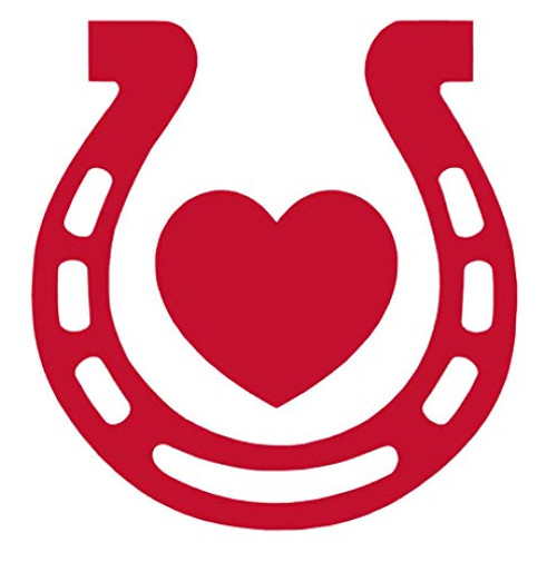 Horse Shoe and Heart Sticker Vinyl Sticker Decals for Car Bumper Window Laptop Tablet Phone -6" x 5.7"- RED- Horse Shoe and Heart Sticker Vinyl Sticker Decals for Car Bumper Window Laptop Tablet Phone -6" x 5.7"- RED-