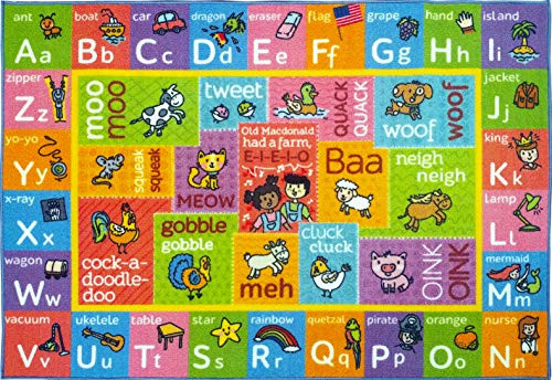 KC CUBS Playtime Collection ABC Alphabet with Old McDonald's Animals Educational Learning Area Rug Carpet for Kids and Children Bedrooms and Playroom - 3' 3" x 4' 7" KC CUBS Playtime Collection ABC Alphabet with Old McDonald's Animals Educational Learning Area Rug Carpet for Kids and Children Bedrooms and Playroom - 3' 3" x 4' 7"