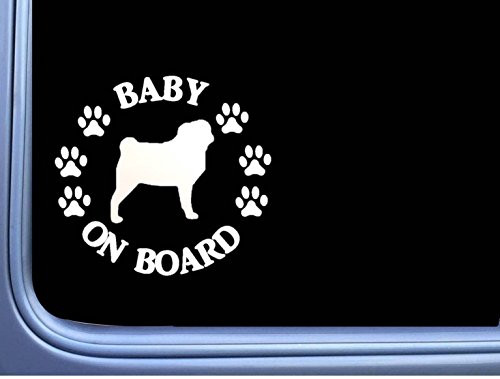 EZ-STIK Baby on Board Pug L535 6" Sticker Dog Decal