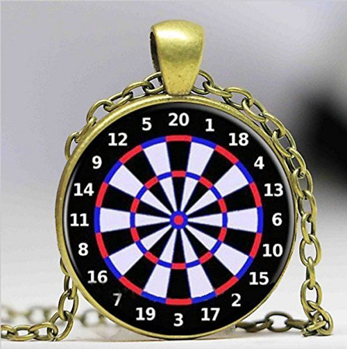 Dart Board Target Pendant Necklace Jewelry- Photo Jewelry- Glass Pendant