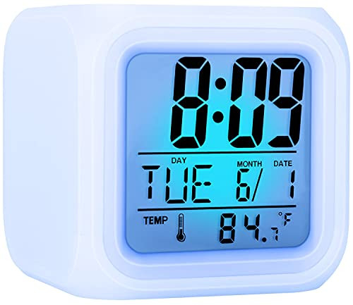 Kids Alarm Clock Wake up Easy- Jisiloe Digital Alarm Clocks with Snooze- 7 Color Night Light Alarm Clock for Room Decor- Gift for Boys and Girls