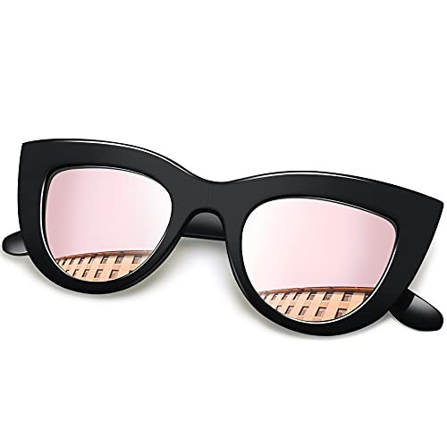 Joopin Retro Polarized Cateye Sunglasses - Women Vintage Cat Eye Sun Glasses UV400 Protection E8022 -Black Frame Pink Lens-