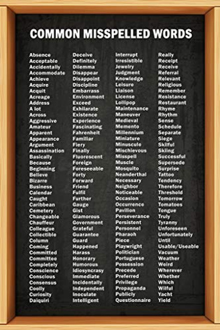 Common Misspelled Words Classroom Spelling Writing Board Reference Chart Cool Wall Decor Art Print Poster 12x18