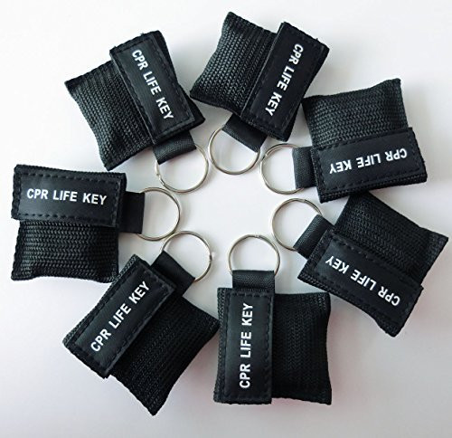 Elysaid CPR Barrier Keychain with Cpr Face Shield CPR Life Key for CPR Aed Training Black -2-