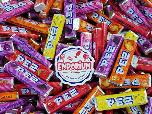 Pez - Delicious Pez Candy Refills Lemon Strawberry Raspberry Cherry Orange Grape - 1 lb Assorted Bulk Candy with Refrigerator Magnet