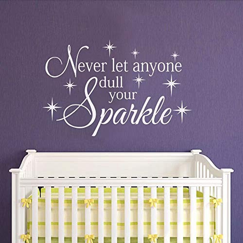 BATTOO Girls Wall Decal Quotes- Never Let Anyone Dull Your Sparkle Vinyl Decal Sticker Sparkle Decal Nursery Bedroom Teen Bedroom Decor -White- 14.5" h x22 w-