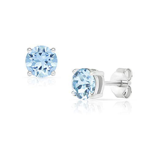 SolidSilver - Sterling Silver 5mm Round Solitaire Stud Earrings Earrings Made with Swarovski Crystal - Light Sapphire SolidSilver - Sterling Silver 5mm Round Solitaire Stud Earrings Earrings Made with Swarovski Crystal - Light Sapphire