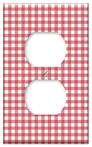 Switch Plate Outlet Cover - Checks Checked Gingham Red White Background