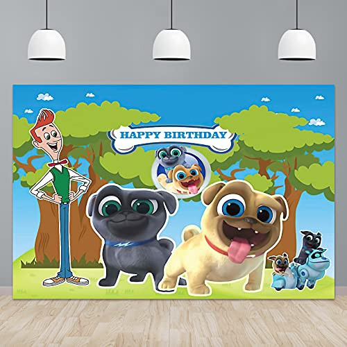 Puppy Dog Pals Paw Backdrop Birthday Party Supplies Boys Kids Happy Birthday Photography Background 5X3ft Cake Table Decorations Banner Baby Shower Photo Studio Booth Props